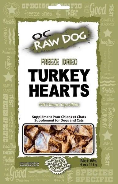 4 oz. OC Raw Freeze Dried Turkey Hearts - Dog/Cat Supplements